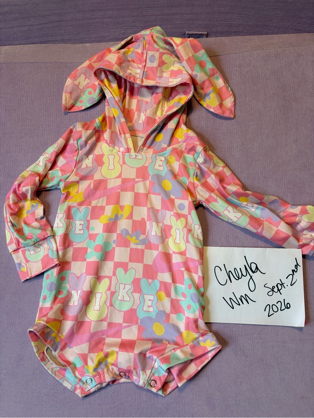 Girls' Pink Bunny Hoodie Romper